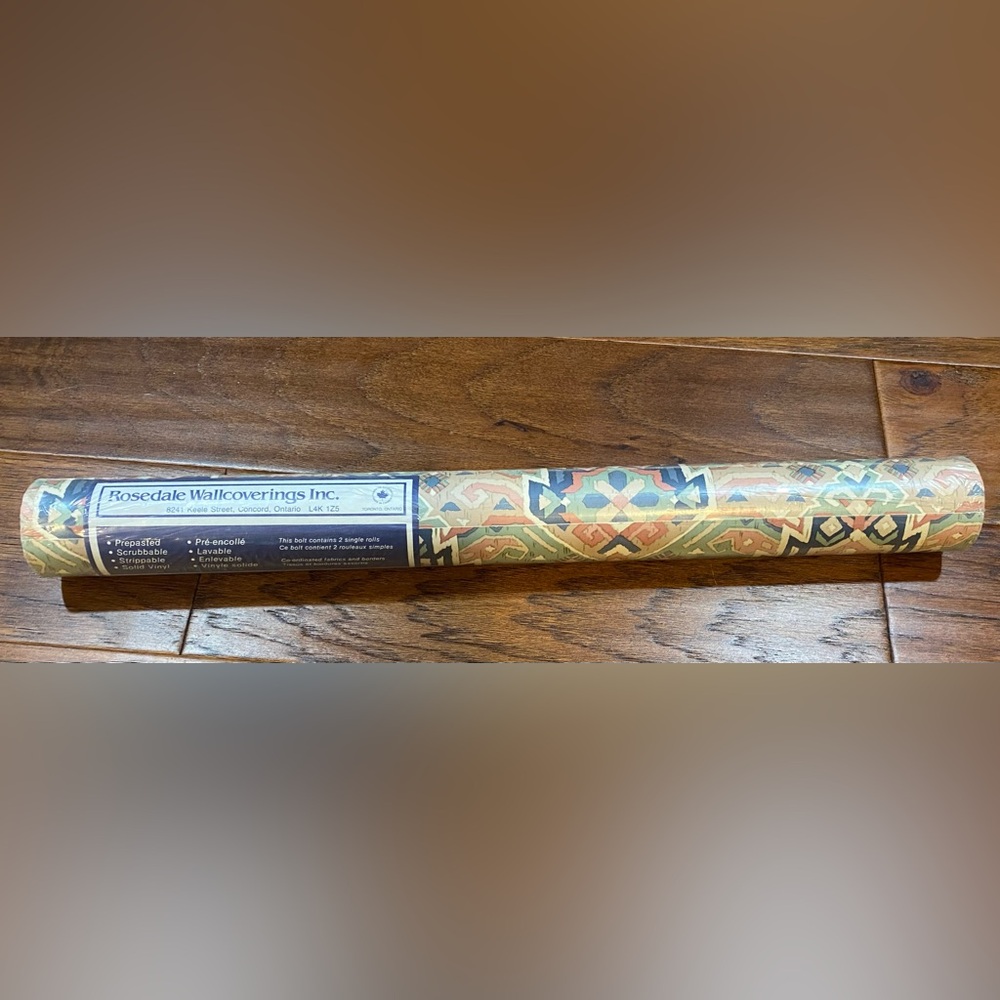 New Vintage Rosedale‎ Wallcoverings Inc., Aztec Geometric Pattern Wallpaper Roll
